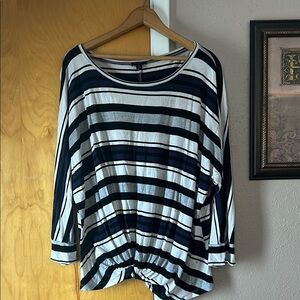 Black and White Striped Women's Top